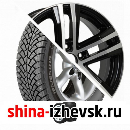 Колесо в сборе BF Goodrich G Force Stud 215/55 R16 Q 97 + Tech Line 645 6.5xR16 5×112 ET45 DIA57.1 Глянцевый черный с полированной лицевой частью в Ижевске